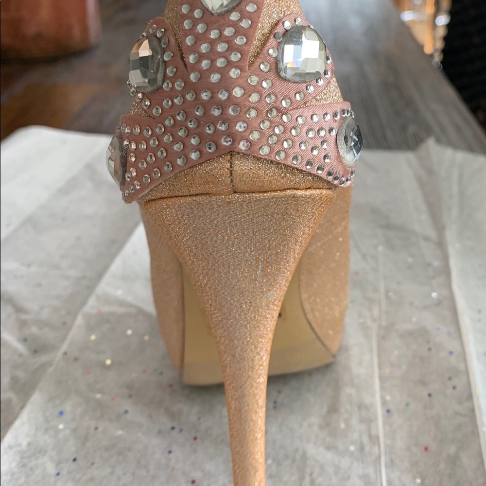 Gold like Rhinestone High heels - Picture 3 of 7